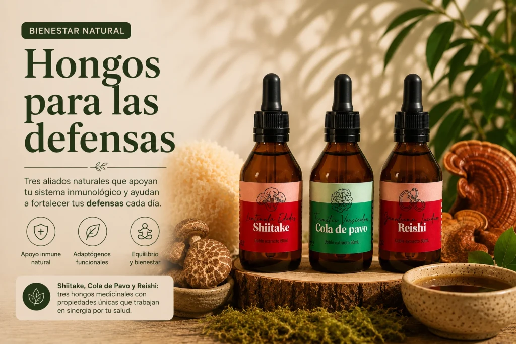 Guía de hongos para las defensas: extractos de Shiitake, Cola de Pavo y Reishi de Fungiteca